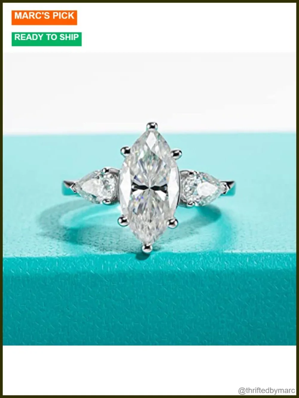 3.5cttw Moissanite 3 Stone Engagement Ring 925 Silver Plated
